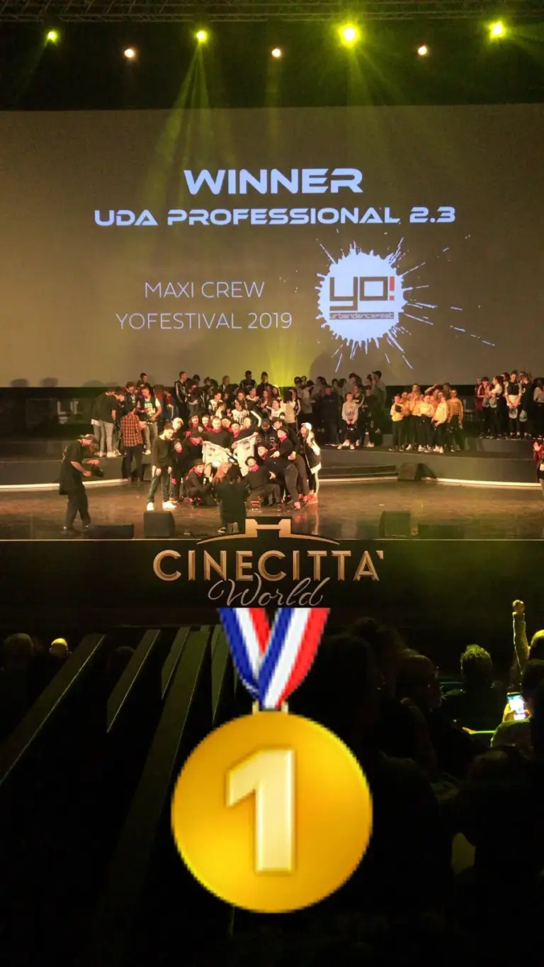 YO! Urban Dance Fest 2019, 1° posto Maxi Crew: Uda Professional 2.3 premiati sul palco (Cinecittà World)