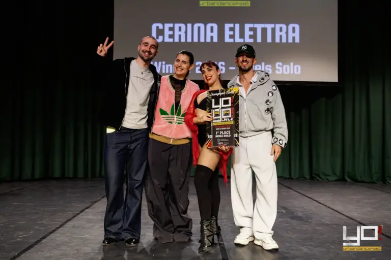 YO! Urban Dance Fest 2026, 1° posto Heels Solo: Cerina Elettra premiati sul palco (Auditorium del Massimo)